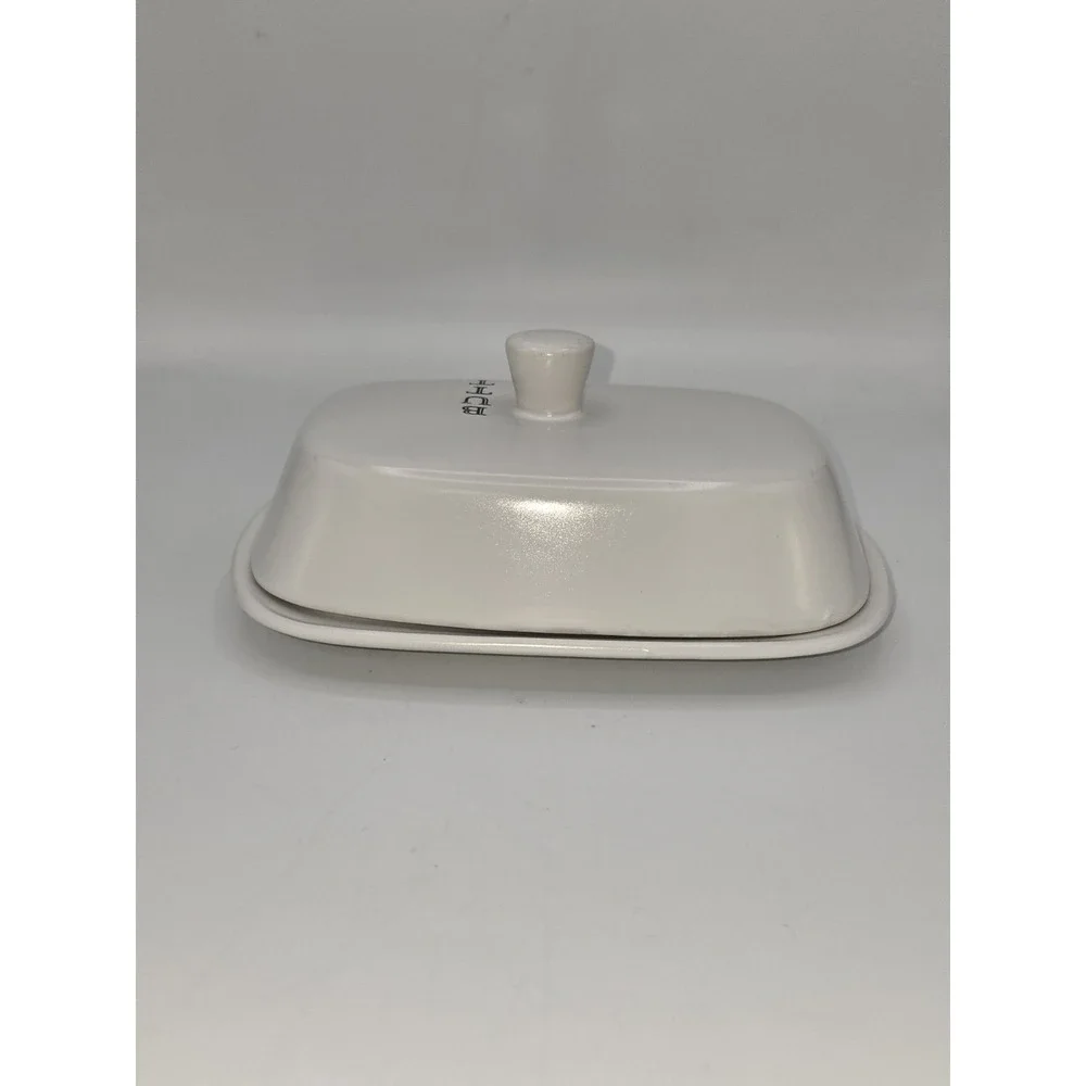 The Old Pottery Co. White‎ Oversized Covered Butter Dish with Lid